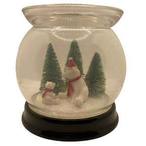 BATH & BODY WORKS Christmas Bears Globe Three-Wick Candle Holder RETIRED NWT